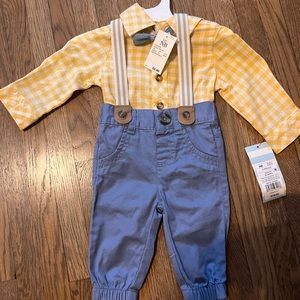 ❤️ Cat and jack newborn baby outfit. Suspenders and bow tie